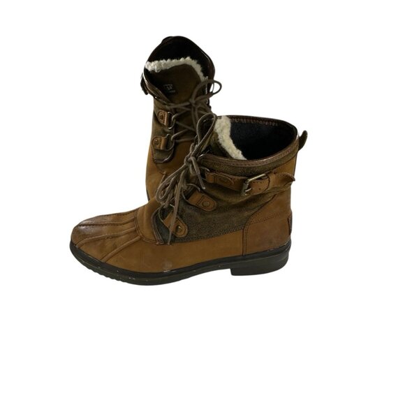 Ugg Cecile Waterproof Leather Women's Duck Ankle Boots Size 8 Brown - Picture 1 of 9